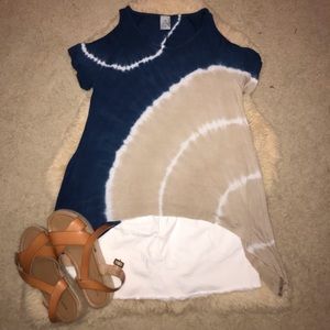 Tie Dye Cold Shoulder Top